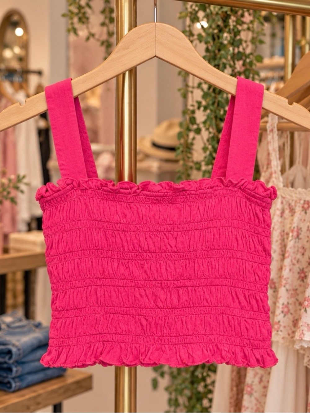 American Eagle New w Tags Smocked Ruffle Tank Crop Top Women’s XS - Small